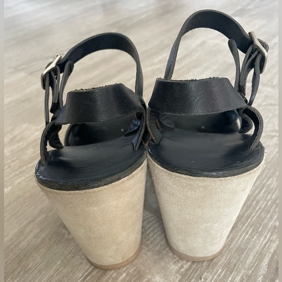 ALC Black Leather Wedges with Tan suede heel - Picture 3 of 4